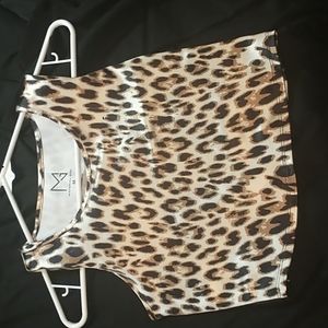 Leopard print crop top with see through hole in the sides